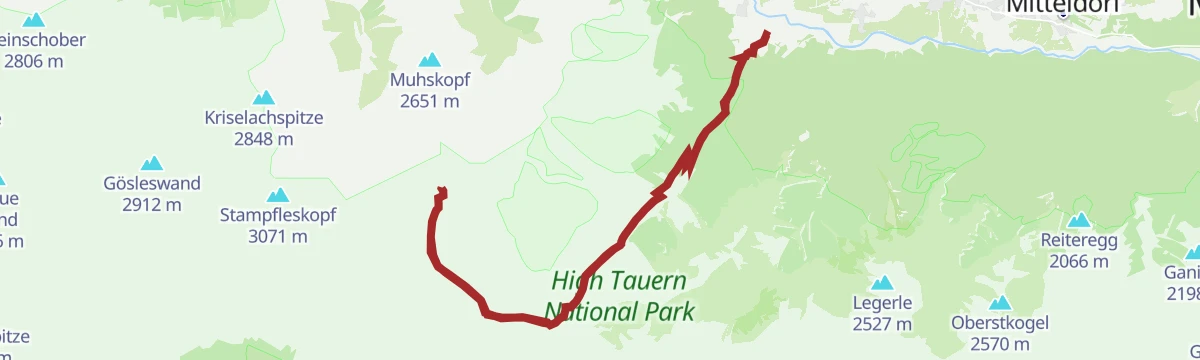 Route map: Lasörling 3.098m (Aufstieg Virgen)